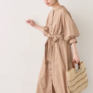 【WEB限定】ノーカラーシャツワンピース natural couture