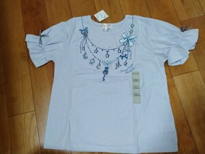 新品・タグ付き■ マザウェイズ 半袖Tシャツ カットソー 150 ■キャンディースリーブ ラメプリント ネックレス柄