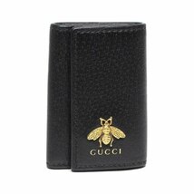 【GUCCI】グッチ キーケース アニマリエ 523683・2778 メタル ビー レザー ブラック_画像1