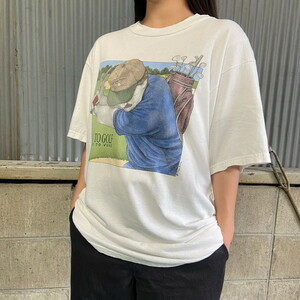 90年代 ”Peggy Murray” ゴルフ アート プリントTシャツ メンズL