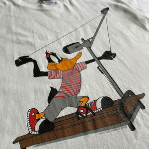 90年代 USA製 ルーニーテューンズ Daffy Duck ダフィーダック キャラクター プリントTシャツ メンズL