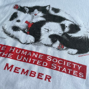 00年代 THE HUMANE SOCIETY OF THE UNITED STATES アニマル イヌ ネコ アート プリントTシャツ メンズL