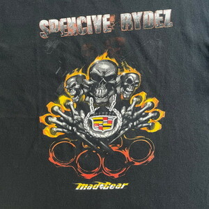 00年代 SPENCIVE RIDEZ MAD GEAR スカル バックプリント Tシャツ メンズXL相当