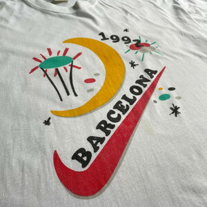 90年代 BARCELONA 1992 バルセロナオリンピック アート 染み込みプリントTシャツ メンズL-XL相当