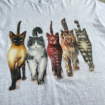 90年代 PRINTS OF TAILS 猫 アート アニマル プリント ロング丈 Tシャツ メンズXL相当 レディース2XL相当_画像1