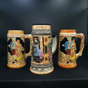  ceramics made beer jug 3 customer Germany beer Via mug bi Agras Vintage antique beer mug mug jug [100s1489]