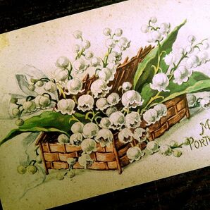 花(4)A84◆スズラン すずらん 鈴蘭 アンティークポストカード フランス ドイツ ベルギー イタリア イギリス ビンテージ 外国絵葉書の画像2