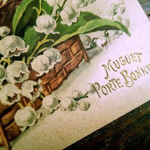 花(4)A84◆スズラン すずらん 鈴蘭 アンティークポストカード フランス ドイツ ベルギー イタリア イギリス ビンテージ 外国絵葉書の画像4