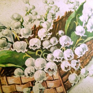 花(4)A84◆スズラン すずらん 鈴蘭 アンティークポストカード フランス ドイツ ベルギー イタリア イギリス ビンテージ 外国絵葉書の画像3