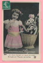 少女 (3) G41◆子供 アンティークポストカード フランス ドイツ ベルギー イタリア イギリス ビンテージ 外国絵葉書 _画像2