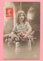 少女 (17) G41◆子供 アンティークポストカード フランス ドイツ ベルギー イタリア イギリス ビンテージ 外国絵葉書 _画像2