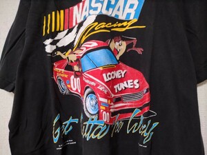NASCAR LOONEY TUNES ワイリーコヨーテ　タズマニアンデビル　キャラクター コピーライト 1993　アメリカ　XL Tシャツ　半袖　ブラック　