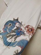 ZEKOO ドラゴン　龍　和柄　ビッグサイズ　XL 半袖　Tシャツ　XL メンズ　クルーネック　丸首　コットン　綿　縁起物　神様　架空　竜_画像2