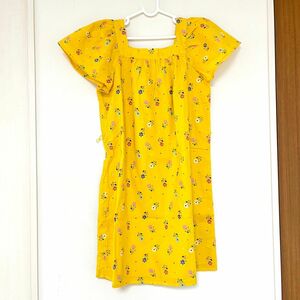 新品 GAP KIDS 花柄 黄色 ワンピース ノースリーブ 半袖 女の子 140 夏 花柄ワンピース 半袖ワンピース