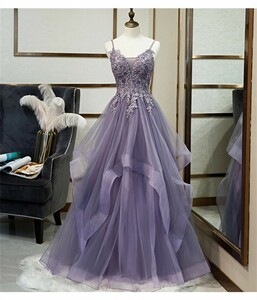 D208 high quality long dress party dress dress night dress no sleeve purple small size ~ large size two next . presentation photographing 