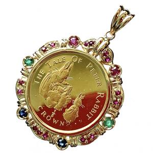 ピーターラビット金貨 ジブラルタル エリザベス女王 1/5オンス 1994年 10.6g K18/24 純金 マルチ ダイヤモンド Gold デザイン枠