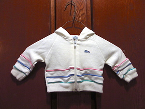 ビンテージ80's●IZOD LACOSTEキッズライン入りジップアップパーカ白size 3/6 MONTHS●230522c1-k-jk 1980sフード付きジャケット