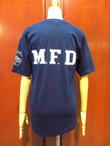 ビンテージ70’s●DEADSTOCK MINNEAPOLIS FIREプリントポケットTシャツ紺size M●230504k1-m-tsh-ot 1970sデッドストックコットン_画像1