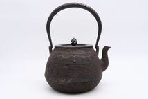 龍文堂 造 鉄瓶 銀象嵌 提手 銅蓋 在銘 湯沸 煎茶道具 急須_画像4