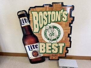 ☆US看板！ 【miller LITE】 ミラーライト BOSTON'S BESTホーロー？看板 縦65㎝×横54㎝ ☆彡