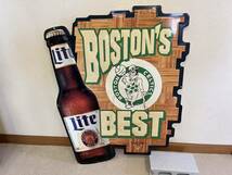 ☆US看板！ 【miller LITE】 ミラーライト BOSTON'S BESTホーロー？看板 縦65㎝×横54㎝ ☆彡_画像1