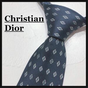 ☆ChristianDior☆ クリスチャンディオール ネクタイ ネイビー ドット シルク メンズ 男性 紳士 スーツ オシャレ フォーマル 送料無料