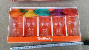 昭和レトロ　アンティーク　グラスセット　Tirolparty コップ　食器　花柄　コースター付き