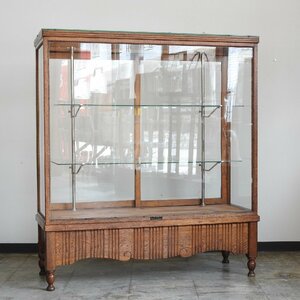 [ address for delivery shop number necessary ] structure .. .. oak material whole surface glass. counter showcase HK-a-02321 / oak material antique furniture glass case 