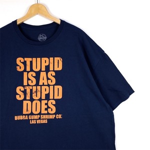 BUBBA GUMP SHRIMP クルーネック半袖プリントTシャツ メンズUS-3XLサイズ ネイビー アドバタイジング 企業物 t-2501n