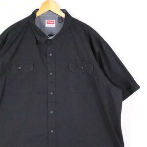 古着 大きいサイズ ラングラー Wrangler 半袖コットンシャツ ワークシャツ メンズUS-3XLサイズ 無地 黒 ブラック系 tn-1747n