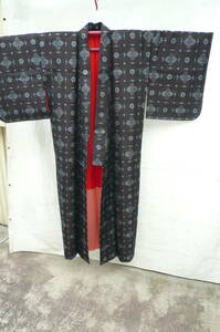 女性　正絹　春夏　紺　袷着物　未使用　身丈　150　裄　64　しつけ糸付き