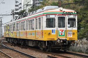 【鉄道写真】ことでん1080形　1091編成　セブンイレブンラッピング　＠高松築港～片原町　L版　(商品番号271)