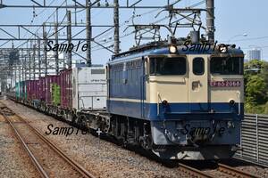 【鉄道写真】EF65 2068牽引　4097レ　原色　＠新習志野　L版　(商品番号335)