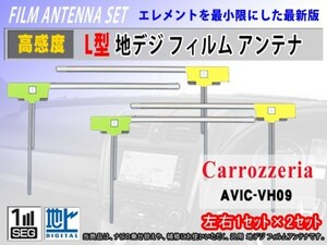 L型フィルムアンテナ/地デジ/高感度/AVIC-HRZ099/カロッツェリア/左右4枚set/クリーナー付・フルセグ・交換・補修・のせ替え RG11