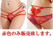 新品 未使用 送料無料102赤色 ヒップハングデザイン シースルーの花柄模様 セクシーショーツ フルバック カラーショーツ 勝負下着アダルト_画像3