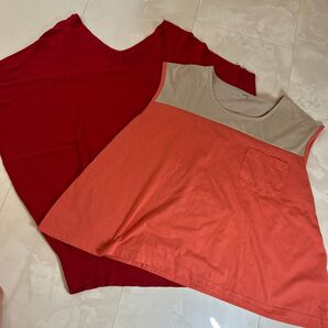 レディーストップス レッドカラー 推し活 推しカラー サイズL トップス2着セット レディースファッションまとめて