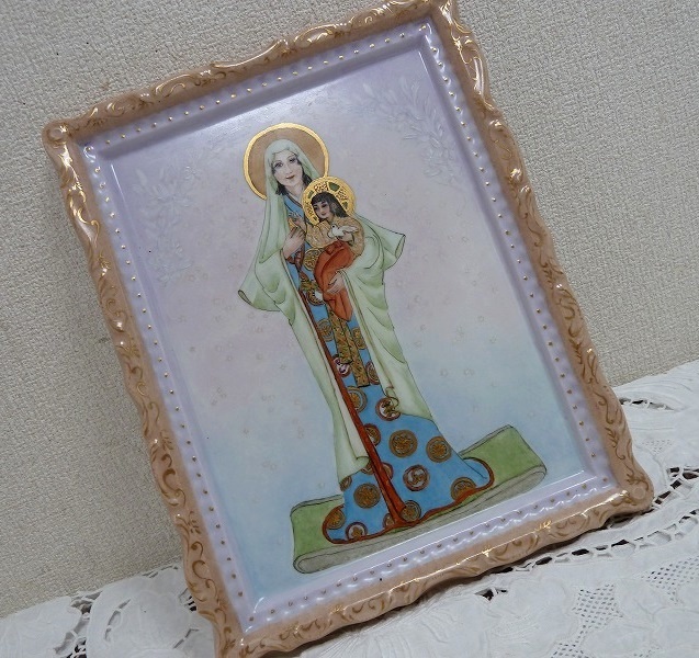 (☆BM) [Special thanks price] Ceramic painting, hand-painted fresco, Civita Vecchia, ceramic board painting, object, Western style, hand-painted, Japanese Church of the Holy Martyrs, interior accessories, ornament, Western style