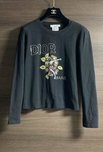 Кристиан Dior Dior Logo Bijou блеск черный длинное рукав T -For