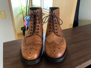 【BOEMOS】イタリア製レザーウィングチップブーツ│26.5cm│Tricker's（トリッカーズ）風│革靴│レザーブーツ│