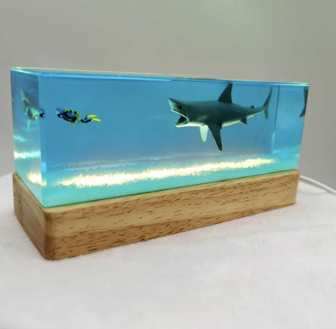 手工鲨鱼潜水员办公桌人偶室内装饰物品雕像艺术配件树脂海洋照明创意鲨鱼 626, 手工作品, 内部的, 杂货, 装饰品, 目的