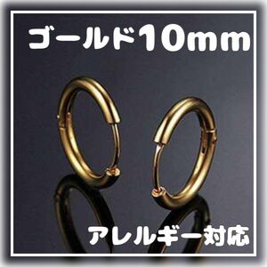 リングピアス ピアスリング 10mm シンプル ピアス アクセサリー ゴールド フープピアス リング フープ