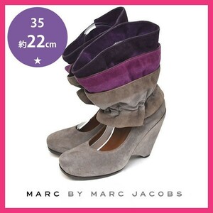 マークバイマークジェイコブス Marc By Marc Jacobs フリル スエード ブーティー パンプス グレー×パープル 35(約22cm) sh23-0304