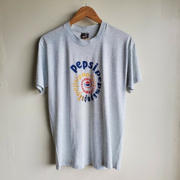 A25◆90S USA製 FRUIT OF THE LOOM PEPSI ペプシ プリントTシャツ sizeL 企業物 vintage 古着 USED 中古