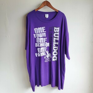 A23◆port&company ブルドッグ 半袖Tシャツ size3XL 紫 MILAN FOOTBALL 古着 USED 中古 ビッグサイズ オーバーサイズ