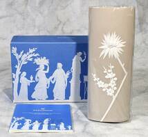 ★未使用保管品★WEDGWOOD/ウェッジウッド ジャスパー フラワーベース 花瓶 ベージュ系 英国製★箱あり ウェッジウッドショップ_画像1