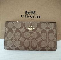 COACH 長財布 C8714 シグネチャー スリムウォレット アウトレット品　ブラウン _画像1