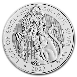 [保証書・カプセル付き] 2022年 (新品) イギリス「ロイヤルチューダービースト・イギリスのライオン」純銀 2オンス 銀貨
