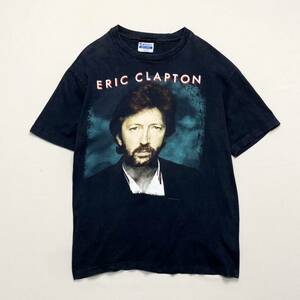 80's USA製 ERIC CLAPTON Tシャツ ブラック 表記L エリック クラプトン Hanes ヴィンテージ ロック バンド 音楽 Tee