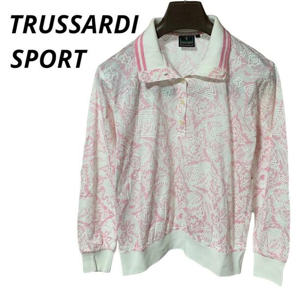 TRUSSRDI SPORTS トラサルディスポーツ 総柄 長袖 ポロシャツ トップス ブランド 古着 レディース シャツ