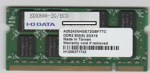 Данные I-O (I ・ o Данные) Память SDX800-2G PC2-6400 200pin Проспоступность гарантия совместимости